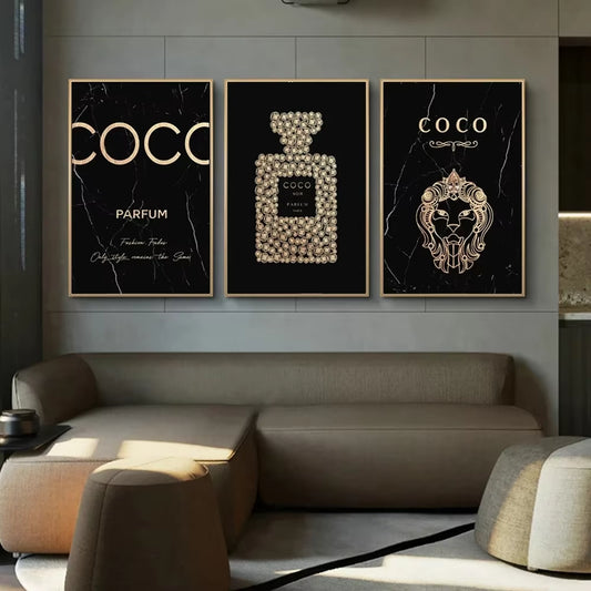 Fashion Wall Art COCO Perfume Luxury Bottle HD Oil on Canvas Posters and Prints Home Living Room Bedroom Decoration Gifts