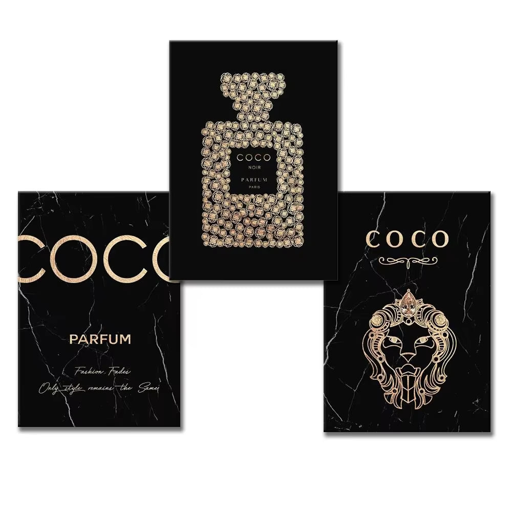 Fashion Wall Art COCO Perfume Luxury Bottle HD Oil on Canvas Posters and Prints Home Living Room Bedroom Decoration Gifts